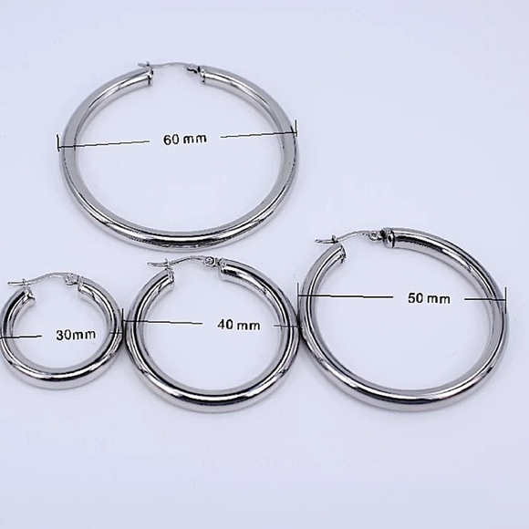 Gold Stainless Steel Tube Hoop Earrings - Picture 4 of 4